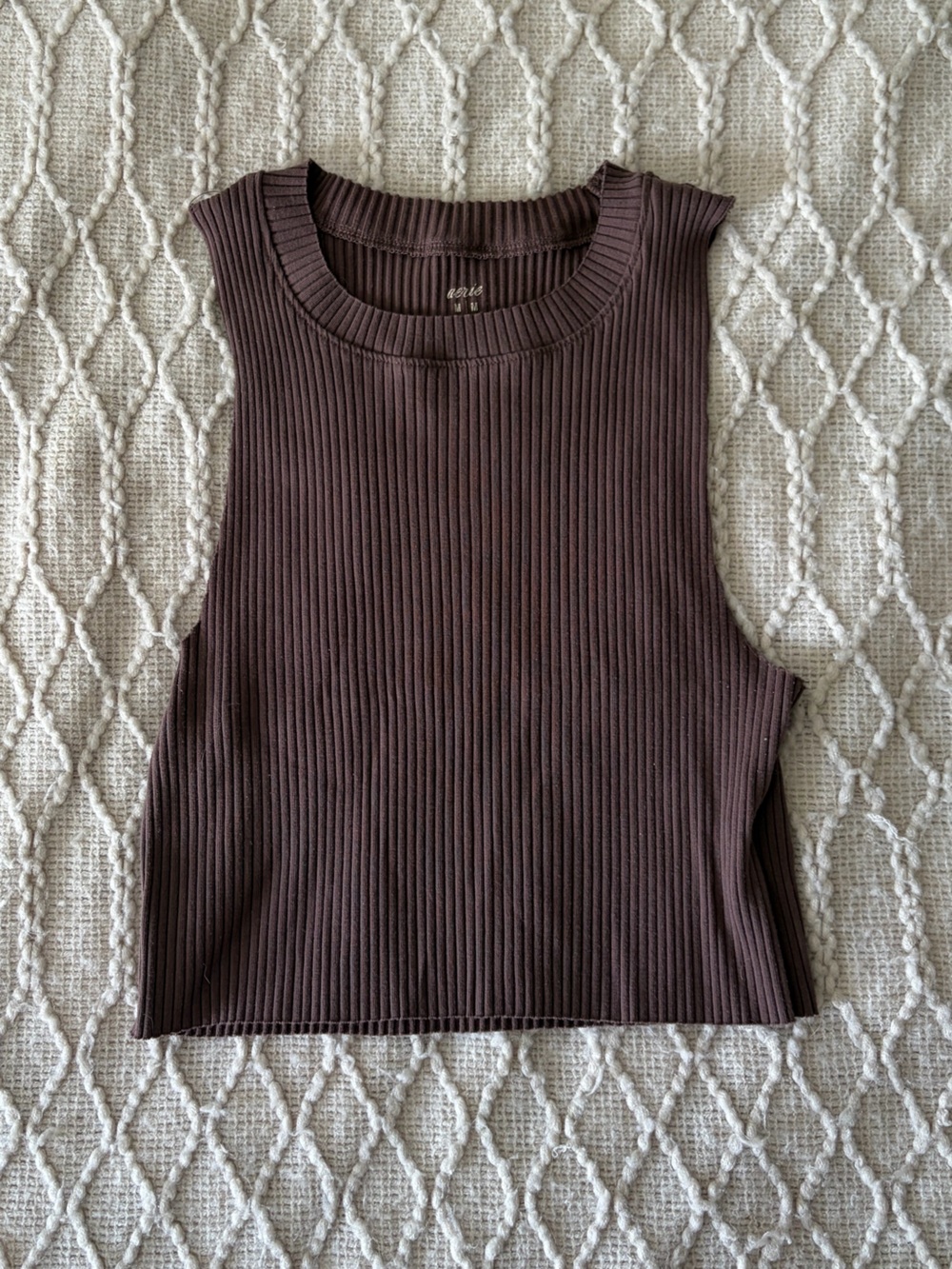aerie Ribbed Crewneck Tank in Chocolate